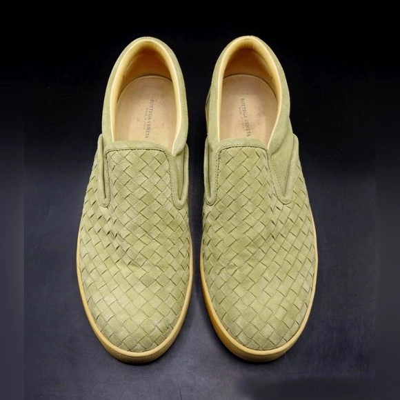 Bottega Veneta Men\'s Sage Green Intrecciato Suede Slip On Sneakers Sz 12 w/ COA main image 8